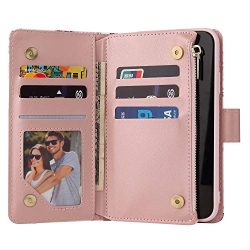 UEEBAI Wallet Case for iPhone XR, Premium PU Leather Magnetic Closure Geometric Marble Pattern Handbag Zipper Pocket Case Kickstand Card Holder Slots Fashion Shockproof Flip Cover - Purple#3 by UEEBAI - Used condition - Image 2