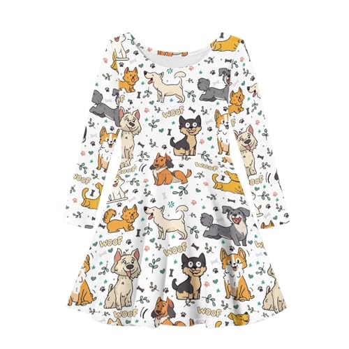 PinUp Angel Girl's Dresses Cute Graphic Long Sleeve Flowy Swing A-Line Funny Midi Casual Dress for Kids