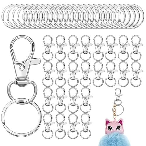 Nevalerra -Schlüsselanhänger-Clip - Schlüsselanhänger-Clip-Haken, 50X drehbare Schlüsselanhängerverschlüsse | Metall-Drehhaken, Schlüsselanhänger-Bastelzubehör mit Schlüsselringen für die