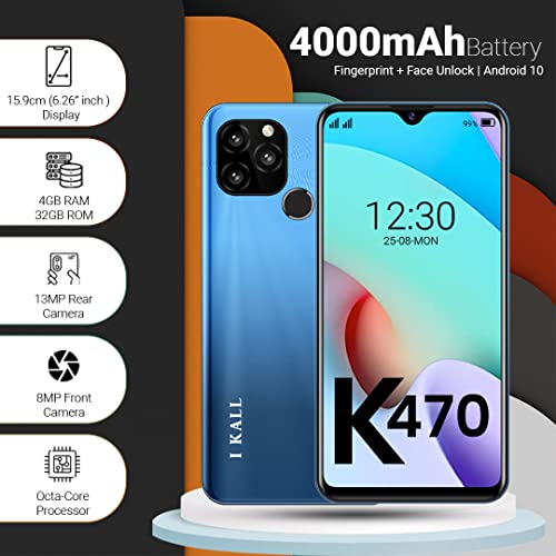 Image of IKALL K470 6.26 inch HD+ Display Smartphone (Dual Sim, 4G) (4GB RAM, 13MP Rear Camera) (Dark Blue)
