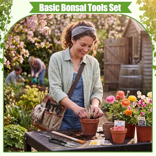 Set de jardinería mini para niños con 8 piezas y bolsa miniatura 5