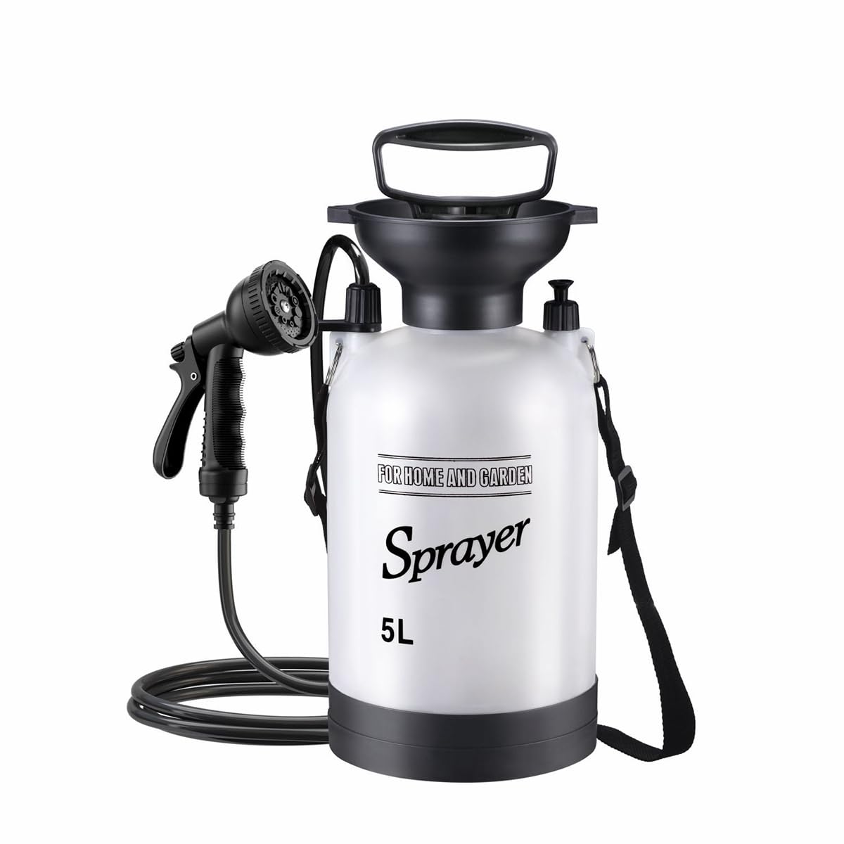 5L Pump Action Pressure Sprayer Portable Camping Shower, For Garden Travel Hiking Climbing Summer Bathing, Car Truck Outdoor Washing Dog Pet Cleaning (WHITE)