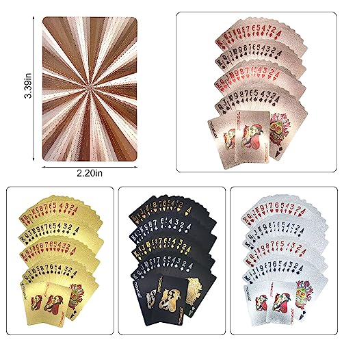 4 Decks Wasserdichte Spielkarten Gold Silber Kunststoff Poker Karten Spielkarten Themed Standard Spielkartenspiele für Erwachsene Familienspiel Party Show Festival – Bild 4