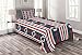 ABAKUHAUS, Nautyczny, Narzuta na łóżko 170 cm x 220 cm + 1 poszewka na poduszke 75 cm x 50 cm, Krawędzie pionowe paski Morskiej Temat Kierownica i Anchor Wzór, Indigo Red White