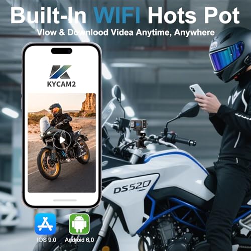 Image of YZW MT100 Motorcycle Bicycle Cycling Recorder, Motorcycle Dash Cam with 64GB SD Card, 2K HD Video Recording, 3 Brackets Contains, Suitable for Different Models, WiFi Mobile APP One-Click Connectivity