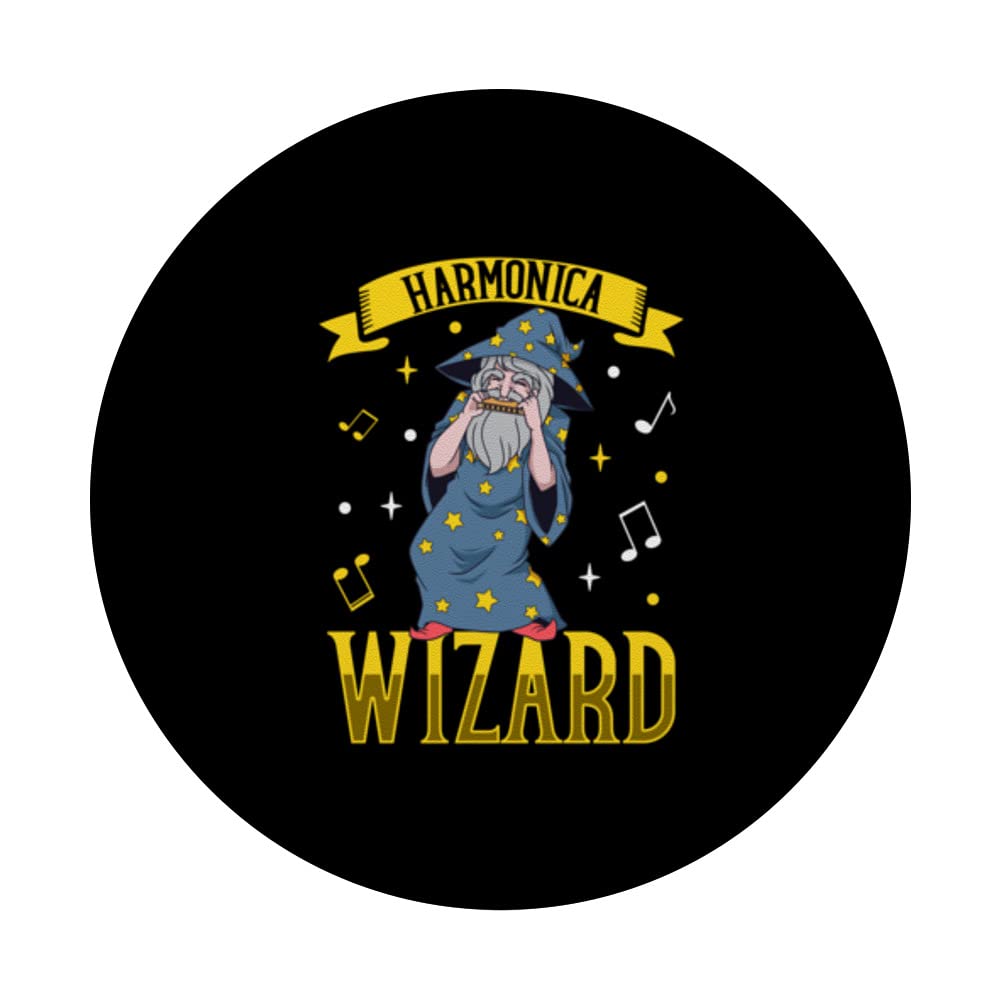 Harmonica Wizard PopSockets Swappable PopGrip, Black - Image 3