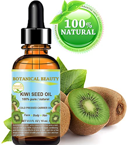 Botanical Beauty KIWI SEED OIL. 100% Pure Natural Undiluted Virgin Cold Pressed Carrier Oil for Face, Skin, Body, Hair, Nail Care (0.5 Fl Oz)