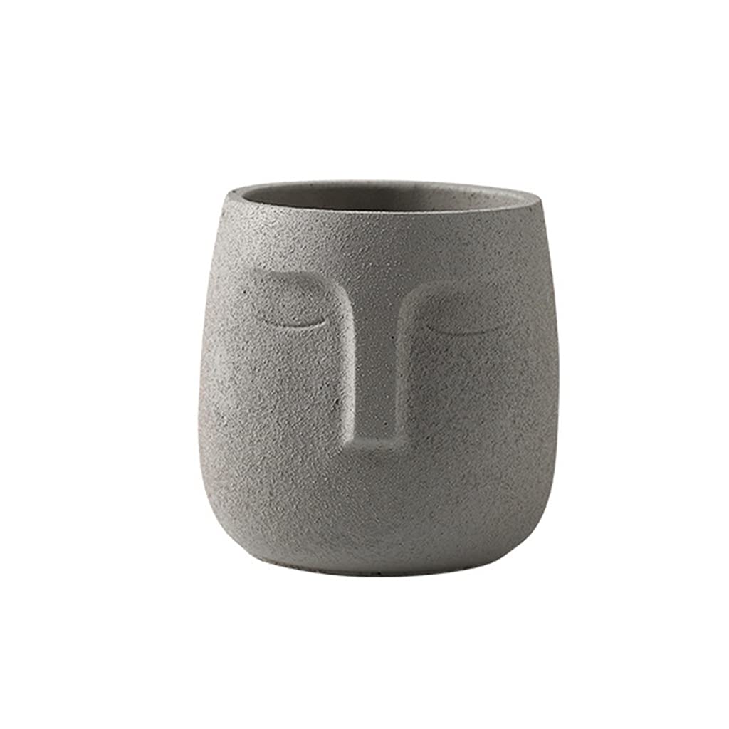 Wzthlf Light Grey,12Cm Flower Plant Pots Indoor,Nordic Human Face Ceramic Vase Flowerpot Succulent Green Plant(Light Grey,12Cm)