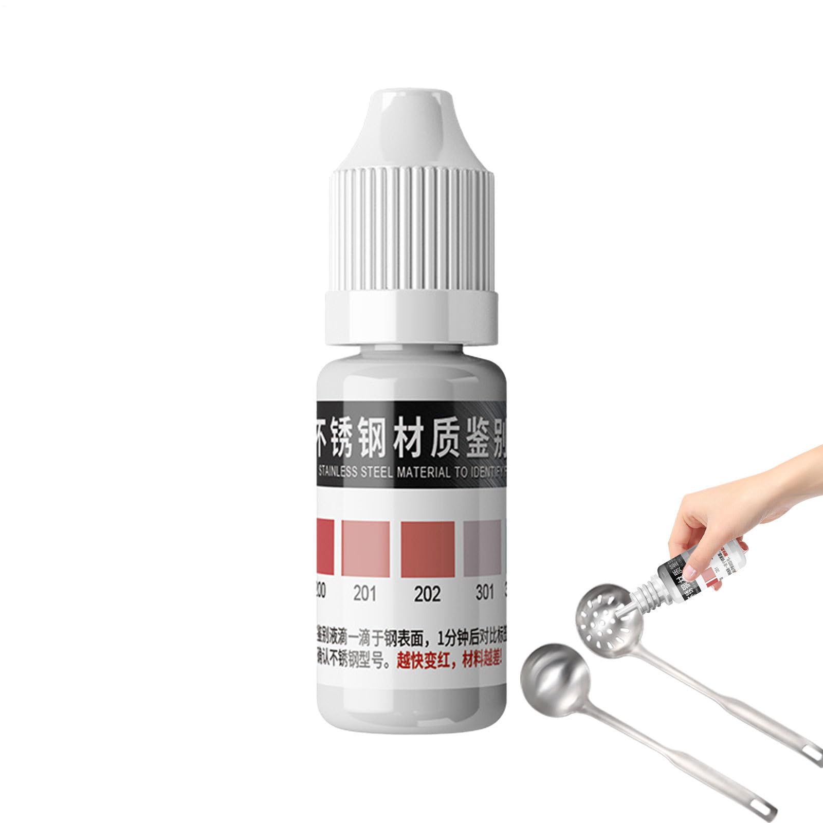 Tester de acero inoxidable Solución de ácido rápido | 12 ml de agente líquido fácil de usar con resultados de precisión para la clasificación de Kit de prueba de metal ideal para cocinas de hoga