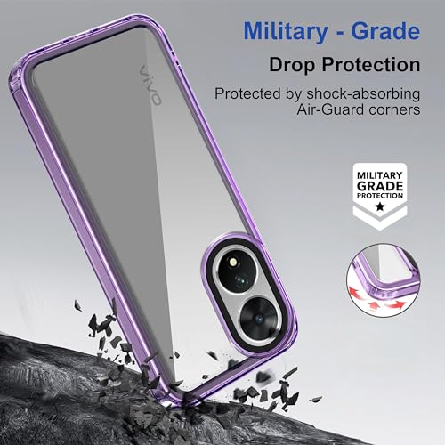 Image of Zapcase Back Case Cover for Vivo T2 5G | Compatible for Vivo T2 5G Back Cover | Case Cover with Camera Protection | (TPU + PC | Translucent Purple)