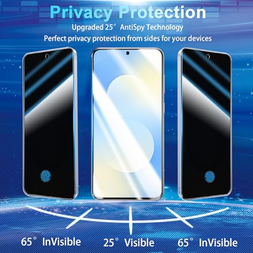 Image of 2+2 Pack Privacy Screen Protector Compatible with Galaxy S25 FE 5G - 2 Tempered Film + 2 Camera Lens Glass - High Clarity - Bubble Free - Anti-Spy Protection - Anti-Shatter