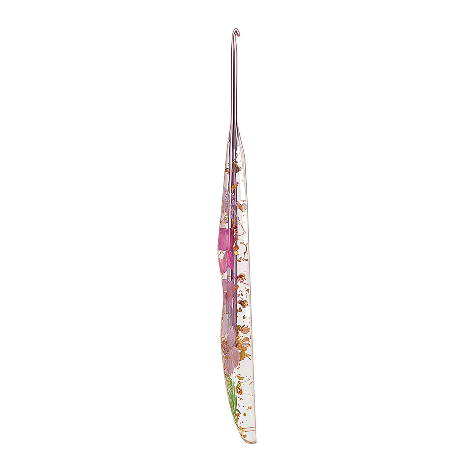 RetroNest Ergonomic Crochet Hook with Dried Flower Resin Handle,2.0mm-8.0mm Smooth Aluminum Head for Comfortable Knitting,Ideal Crafting Tool for Blankets Scarves and Dolls 18cm Long 3mm