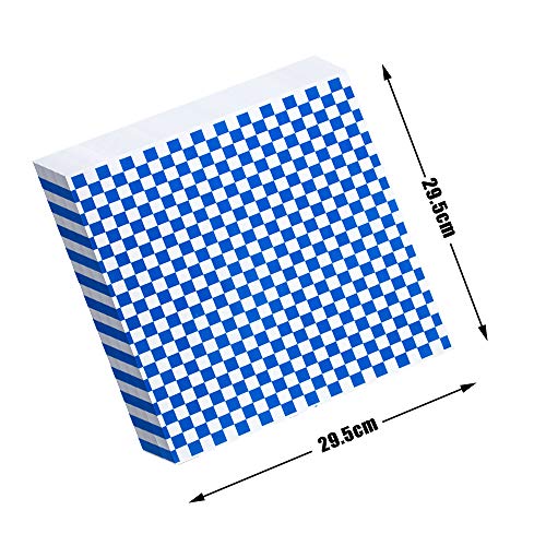 Hslife 100 Sheets Blue And White Checkered Dry Waxed Deli Paper Sheets, Paper Liners For Plastic Food Basket, Wrapping Bread And Sandwiches(11''X11.6'') #TOP1