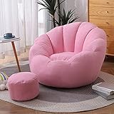 froats pouf poltrona sacco, puff poltrona sacco senza imbottitura lazy lounger sofa chair cover schienale alto imbottito per soggiorno, camera da letto, sala giochi, dormitorio,rosa