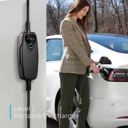 Image of Lectron Level 2 Tesla Charger (WiFi Version) - 240V, 40 Amp, NEMA 14-50 Plug, 16 ft Extension Cord - Portable Electric Car Charger for Tesla - Compatible with All Tesla Models 3 /Y /S /X