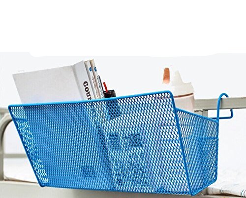 dingdangbell Shelf Baskets, Office Table Dormitory Bedside Hanging Storage Supplies Desktop Corner Shelves Basket Organizer Holder with Hook (Blue)