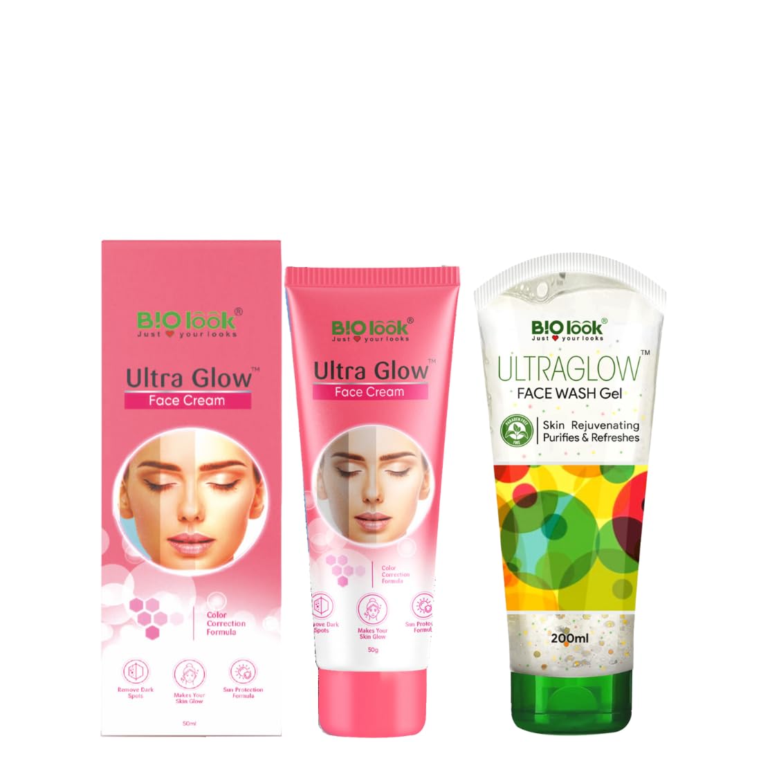 BLACAMAN Bio Look Ultra Glow Face Wash and Face Cream Duo - Skin Rejuvenating, Purifying, Refreshing, Sulfate-Free Formula for All Skin Types