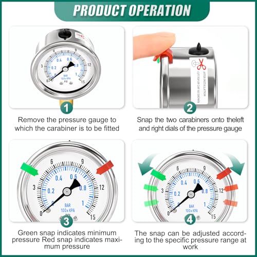 Image of 0-15Psi Stainless Steel Dry Low Pressure Gauge 1 /4 inch NPT 2 inch Dual Scale Dial, Lower Mount, Waterproof for Water Oil Air Well pump, compressors, Tire Gas Pressure Test (with Range Mark Pointer)