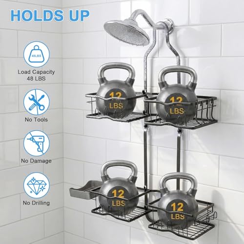 Shower-Caddy-Hanging-Organizer-Over-Showerhead-Rustproof-Black-2-Tier-No-Drill-Hanging-Shower-Organizer-with-Removable-Hooks-Soap-Dish-Toothbrush-Holder-for-Bathroom-Razor-Shampoo-Sponge