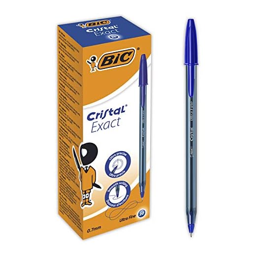 BIC Cristal Exact Bolígrafos Punta Fina (0,7 mm) - Azul, Caja de 20 Uds.