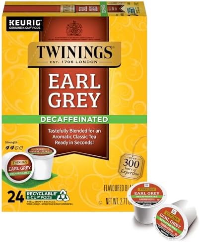 Twinings Decaffeinated Earl Grey Black Bergamot Tea K-Cups 24 CT (1 Pack)