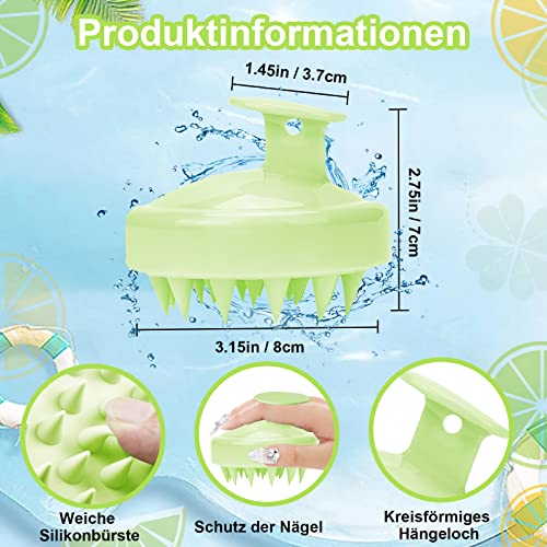 Phantasy® Kopfhaut Massagebürste, Shampoo Silikon Haarbürste für Peeling und Kopfmassage verwendet werden, um die Durchblutung der Kopfhaut zu verbessern, Avocado Grün