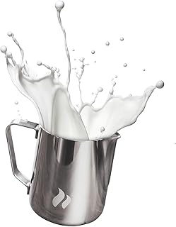 roastmarket Milchkännchen – Ideal zum Milchaufschäumen - Für Cappuccino & Latte Art – Aufschäumkännchen mit speziellem Latte Art Ausguss - Barista Zubehör (Edelstahl, 600ml)