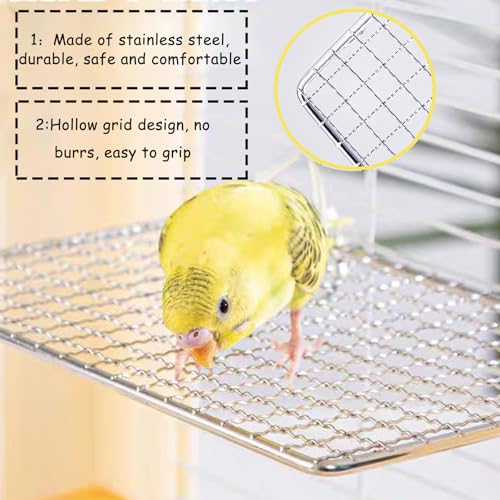 Image of 2Pcs Stainless Steel Bird Perch - Chew-Resistant and Rust-Proof, Suitable for Cage Mounting, Durable and Sturdy, Ideal for Medium to Small Birds (Silvery, Large)