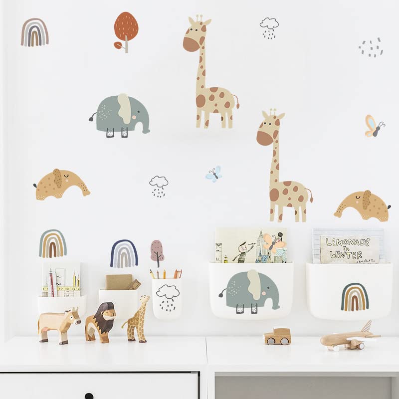 Image of WS.110013 Pumkins Boho Jungle Safari Wall Stickers Rainbow Giraffe Elephant Wall Stickers for Nursery Playroom Girls and Boys Children's Bedroom Home Decor