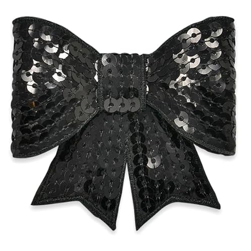 Expo International Bow Dimensional Iron-on Sequin Applique/Patch, Black