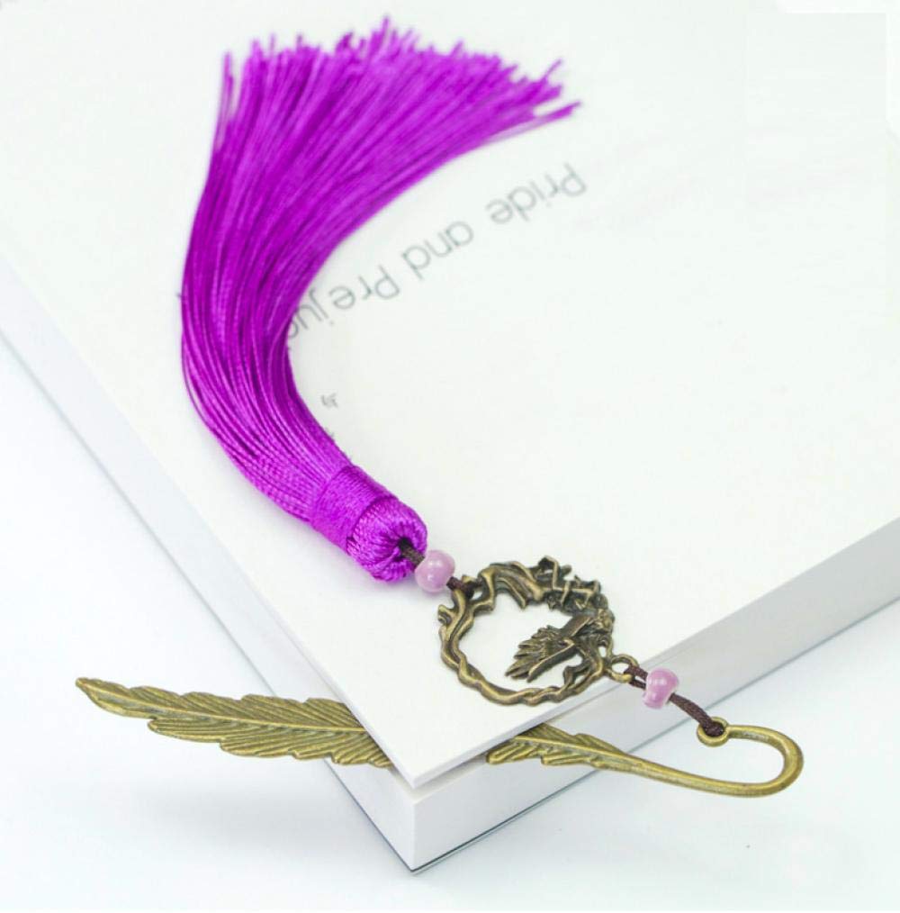 1 Pcs Cute Chinese Style Vintage Metal Bookmark Handmade Weave Long Tassel Beads Traditional Book Mark-7