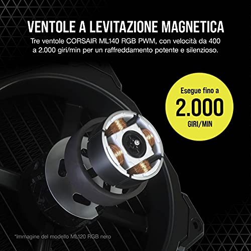 iCUE H170i ELITE CAPELLIX Sistema di Raffreddamento a Liquido per CPU (33 LED RGB CAPELLIX Ultra-Lumino, Radiatore 420mm, Tre Ventole PWM a Magnetica 140 mm, iCUE COMMANDER CORE incluso) - Sistema di raffreddamento - Immagine 4