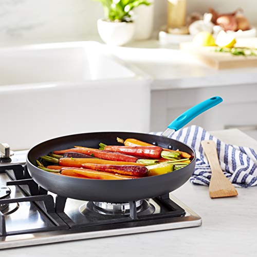 Image of amazon basics Aluminium Hard Anodized Non-Stick 32 cm Frying Pan, Turquoise