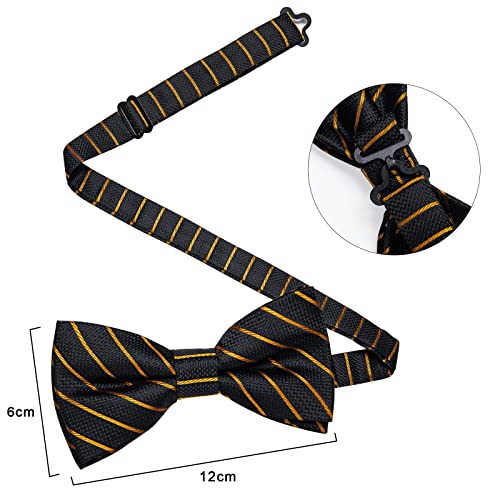 Image of DiBanGu Paisley Pre-Tied Bow Ties for Men Silk Adjustable Bowtie and Pocket Square Cufflinks for Wedding Party