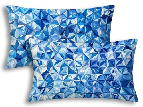 Housse de coussin bleu rectangulaire 40x60 imperméable pour canapé de jardin - 2