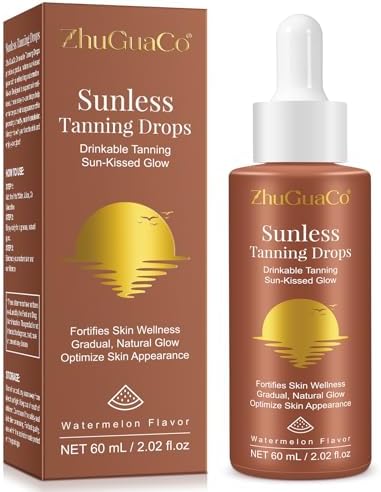 Sunless Tanning Drops to Drink | Oral Drinkable Sunless Tanning Drops for Natural Glow | Safe & Long-Lasting Enhances Natural Tan | for All Skin Types
