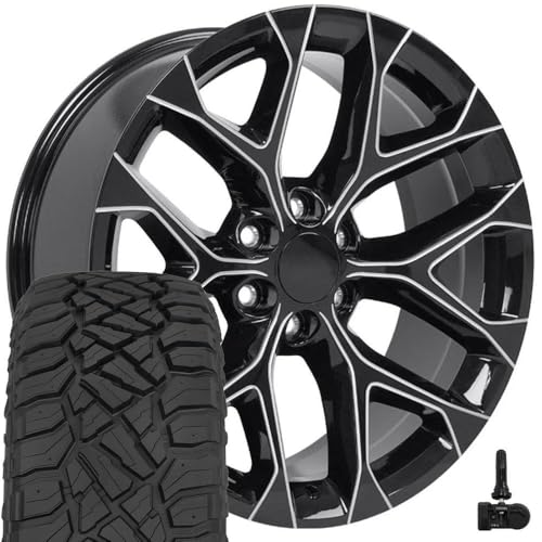 OE Wheels CV98B 22 Inch Rims and Tires Fit Silverado 1500