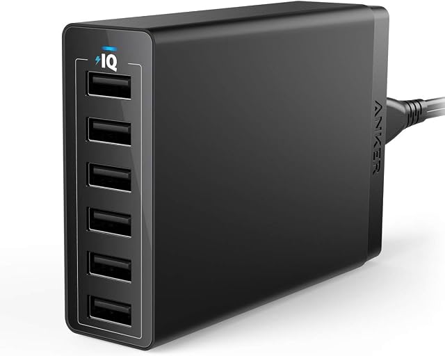 Anker PowerPort 6 (60W 6-Port USB Hub de recharge) Multi-port USB Chargeur pour Apple iPhone 6s / 6/6 Plus, iPad Air 2 / mini 3, Samsung Galaxy S6 / S6 Edge, note 5 et plus encore