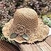 NVBUKE Women's Beach Sun Protection Wide Brim Hand Straw Hat Fashionable Handmade Flower Foldable Sun Protection Hat (Khaki,Medium,Medium)