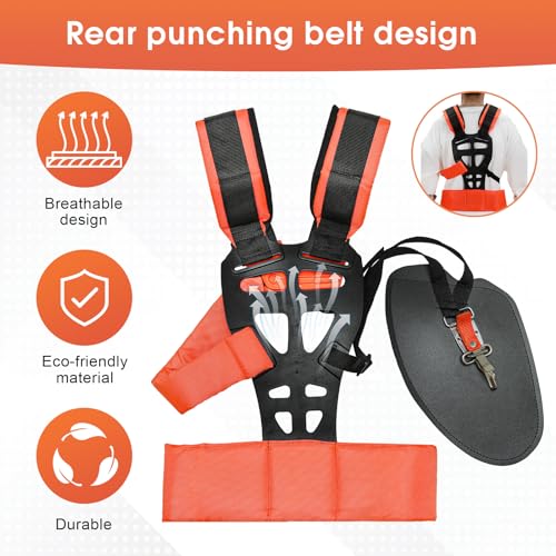 VIABRICO Trimmer Shoulder Strap Padded Universal Adjustable, Weed Eater Harness, Brush Cutters Harness Nylon Double Shoulder Harness for Trimmer