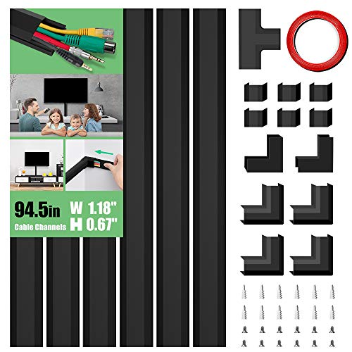 Cable Concealer, PVC Cord Cover, 94.5in Paintable Cord Hider to Hide Wires
