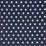 Sugarapple beschichtete Baumwoll Stoffe zum Nähen | Meterware Baumwolle für Außen | Outdoorstoff wasserabweisend | wasserdichter Stoff abwischbar | Wachstuch | 1 Stück 50 cmx155 cm | Sterne Dunkelblau
