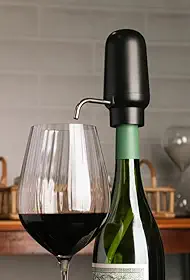 WOLFF - Aerador Elétrico para Vinho Automático de Plástico e Aço Inox Preto 6cm x 12cm x 11,5cm