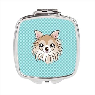 Checkerboard Blue Chihuahua Compact Mirror44; 2.75 x 3 x .3 In.