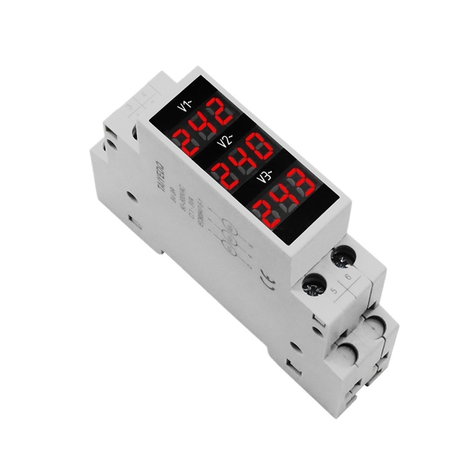 Woltomierz trójfazowy LED, mini wyświetlacz cyfrowy, woltomierz modułowy 80-500VAC Din Rail V1 V2 V3