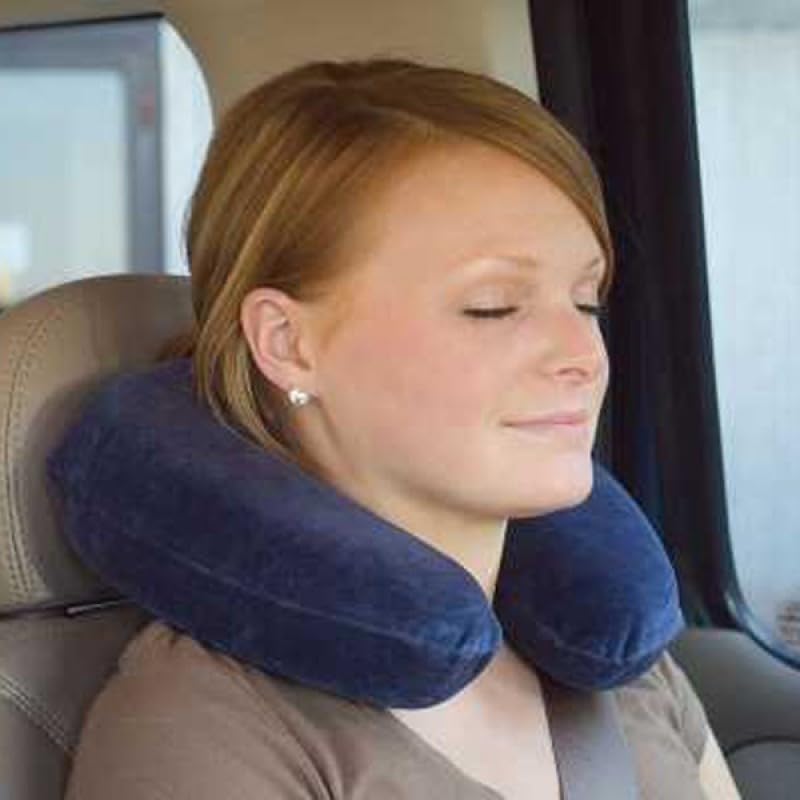 Seyahat Boyun Yastığı, Lacivert, Şişirilebilir Pvc, Ergonomik Tasarım, Yolculuk ve Araç İçi Kullanım