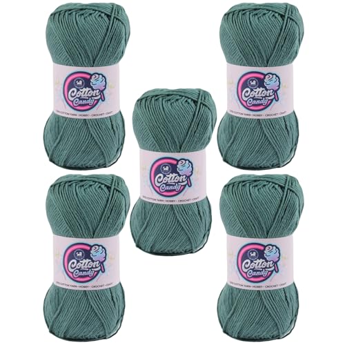 Image of NESTNHAVEN Cotton Candy 100% Cotton Yarn - (100g, 185 Meters) - Luxury Yarn for Crochet, Amigurumi, Embroidery, Toys, Garments, Flowers and Hobby, Projects. (Spanish Green) | (500 Gm)