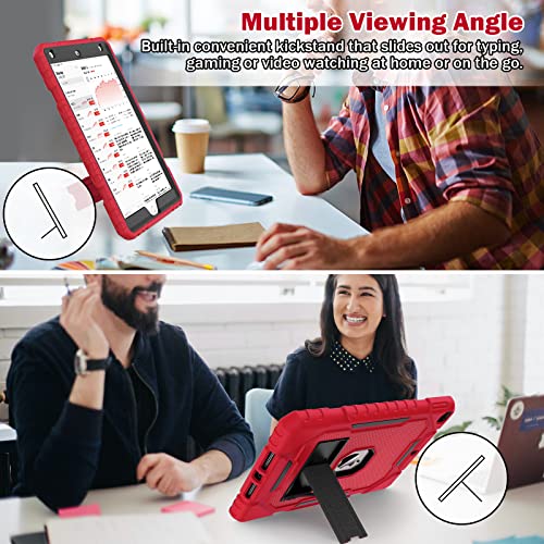 Image of ZoneFoker Case for iPad 9th /8th /7th Generation 2021 /2020 /2019(10.2 inch), Heavy Duty Shockproof Rugged Protective 10.2 inch Cover with Built-in Kickstand for iPad 9 8 7 Gen (Red+Black+Black)
