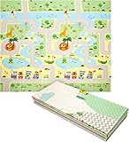 Antrect Alfombra Bebe Acolchada Plegable Alfombra de Juegos para bebés Reversible 180x160x1cm Alfombra Infantil, XPE Alfombra Bebe, Antideslizante, Impermeable, No tóxico, Y Sin BPA