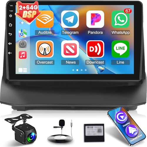 [2+64G] for Ford Fiesta 2009-2017 Android Car Stereo - 9 inch HD Touch Screen DSP Audio - Wireless Carplay and Android Auto, WiFi, GPS, Mirror Link?FM/RDS Radio, SWC + Canbus + AHD Backup Camera
